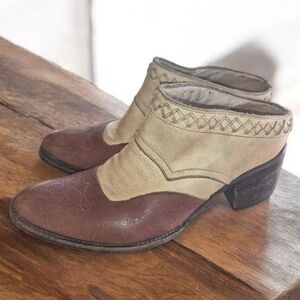 Freebird Two-Tone Brown and Cream Ankle Boots